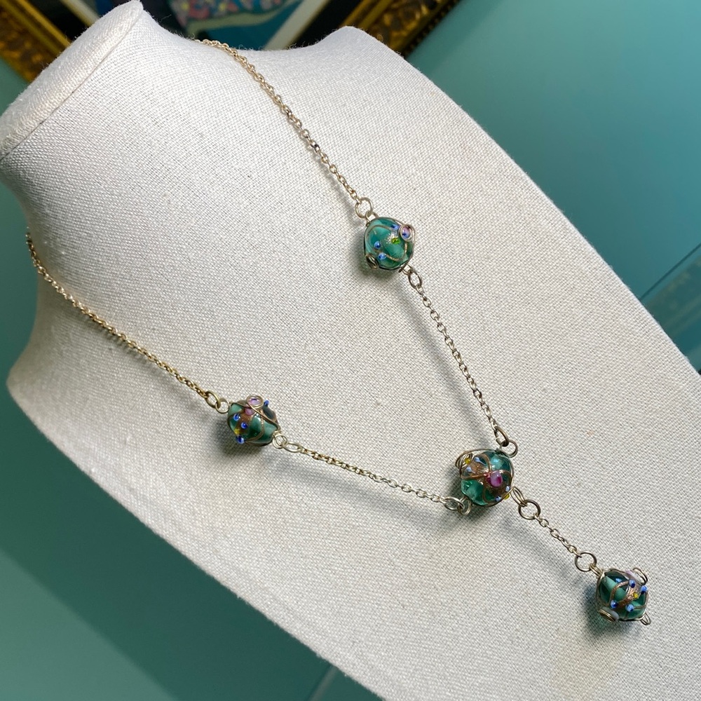 Elegant Silver Necklace with Colorful Murano Wedding Cake? Beads